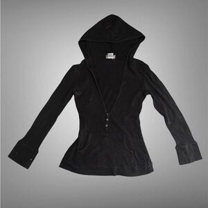 Self Esteem Black Henley top with hoodie